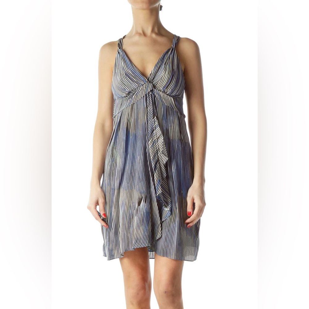 Banana Republic Silk Striped Blue / White / black Dress